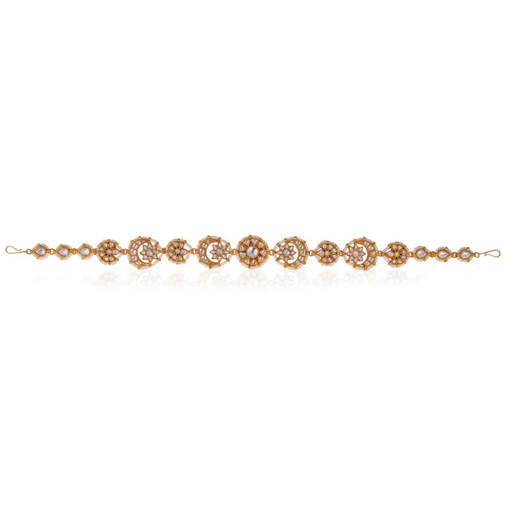 White Pearl Studded Mathapatti cum Hairband Riana by Shikha Jindal - Fabilicious Fashion