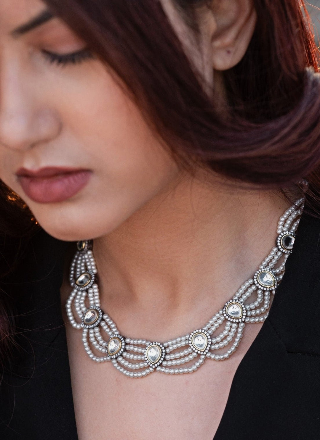 Do Taara White Polki And Pearl NecklaceFabilicious Fashion