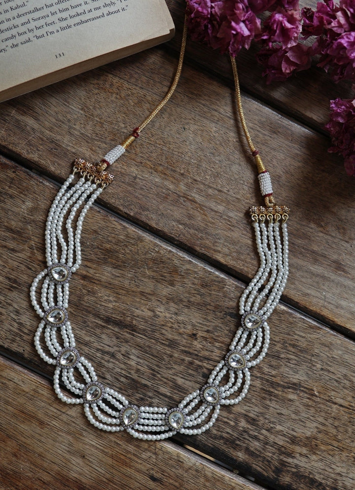 Do Taara White Polki And Pearl NecklaceFabilicious Fashion