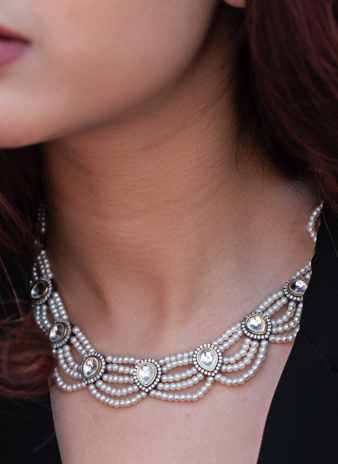 Do Taara White Polki And Pearl NecklaceFabilicious Fashion