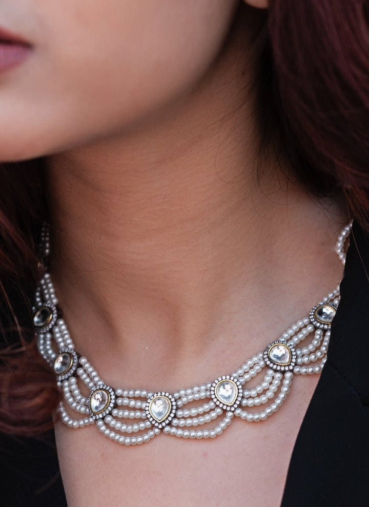 Do Taara White Polki And Pearl NecklaceFabilicious Fashion