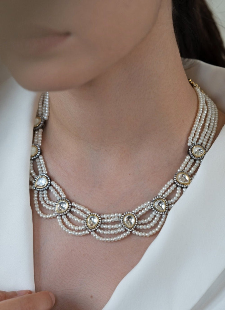 Do Taara White Polki And Pearl NecklaceFabilicious Fashion
