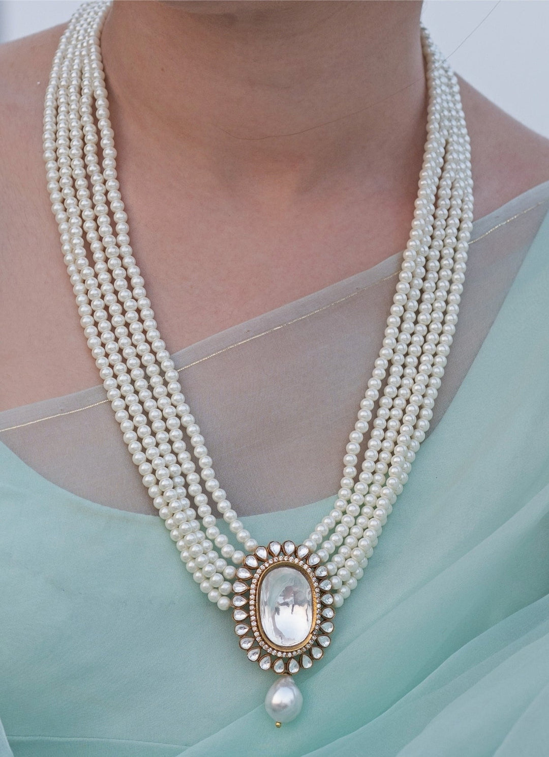 Do Taara White Polki And Pearl NecklaceFabilicious Fashion