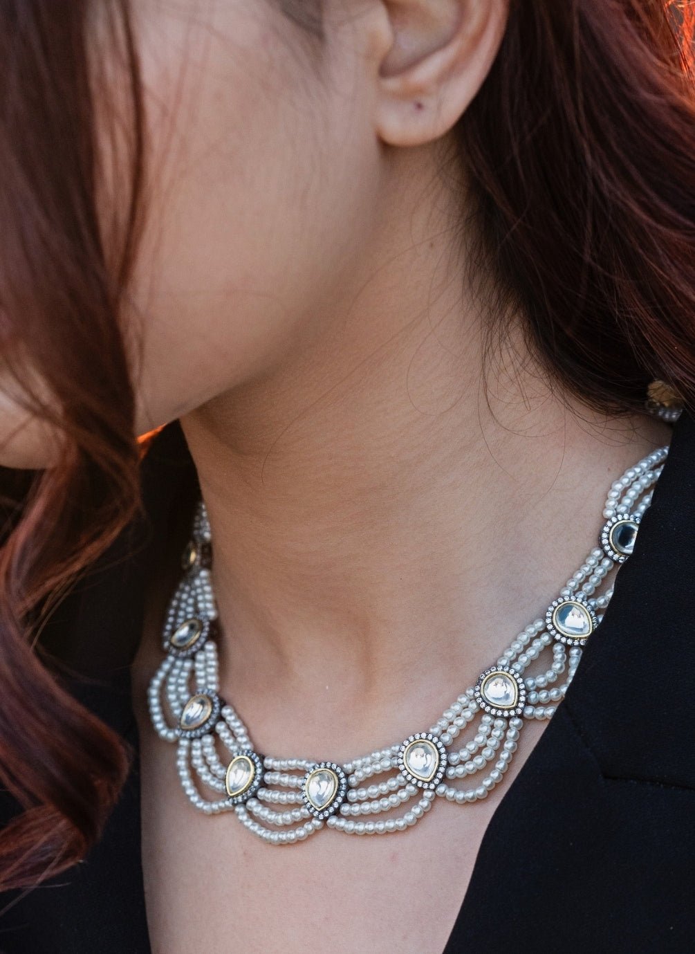 Do Taara White Polki And Pearl NecklaceFabilicious Fashion