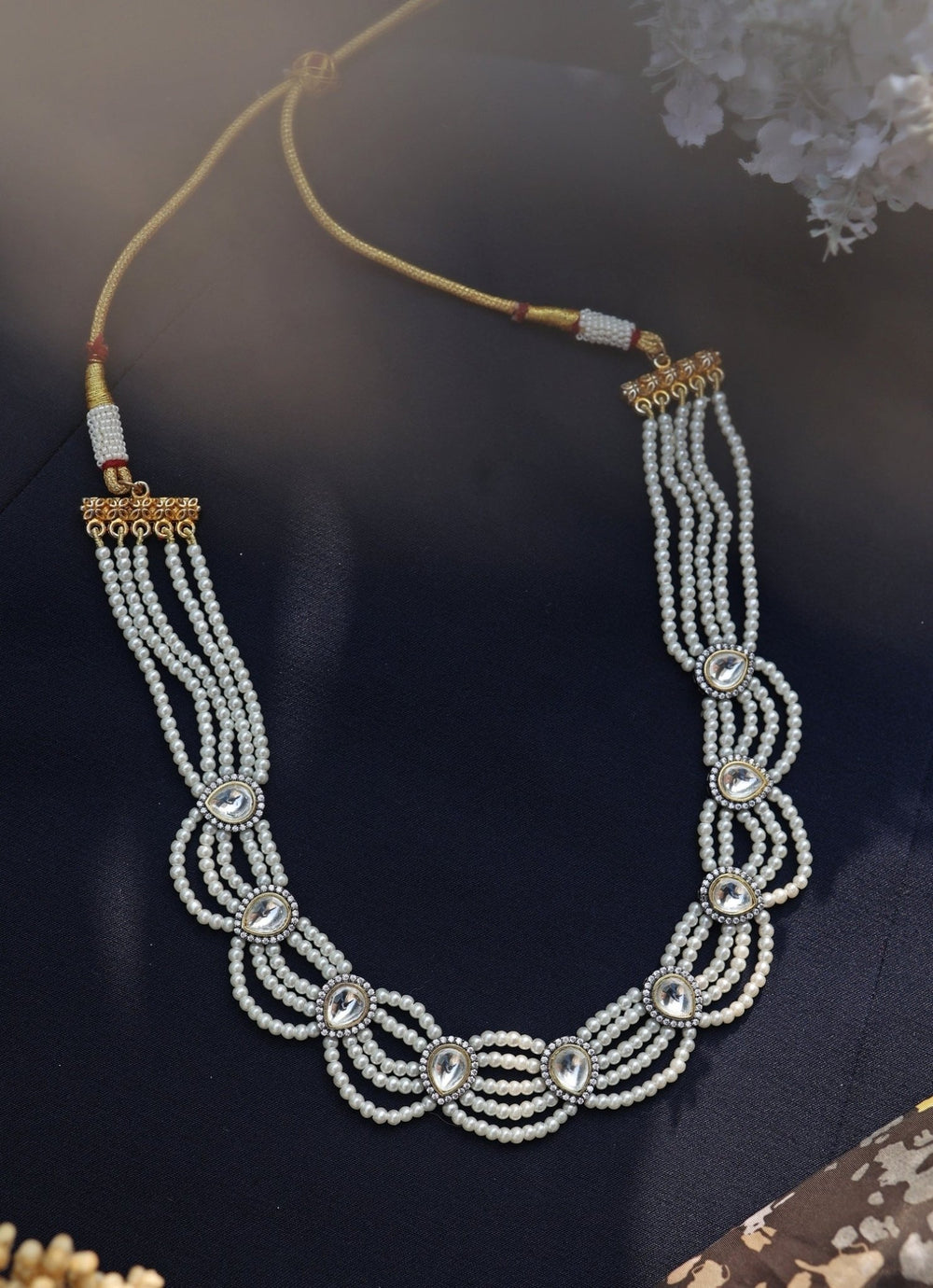 Do Taara White Polki And Pearl NecklaceFabilicious Fashion