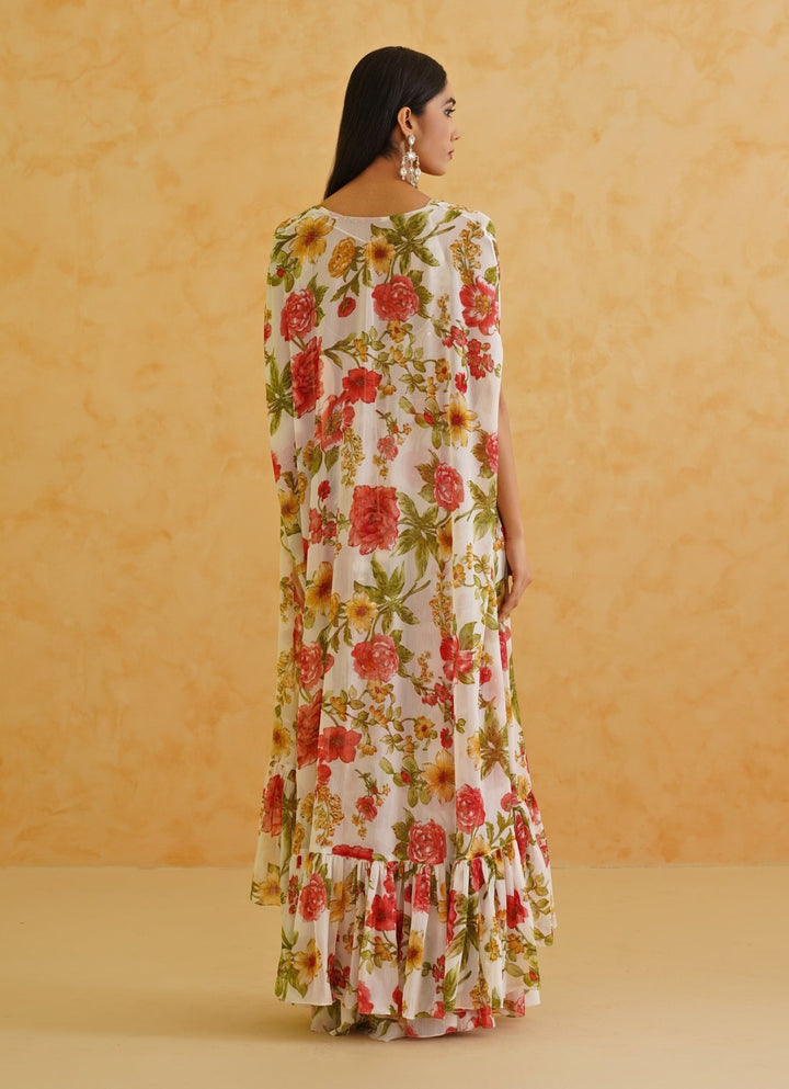 White Printed Blouse Sharara Set Deepika Chadha - Fabilicious Fashion