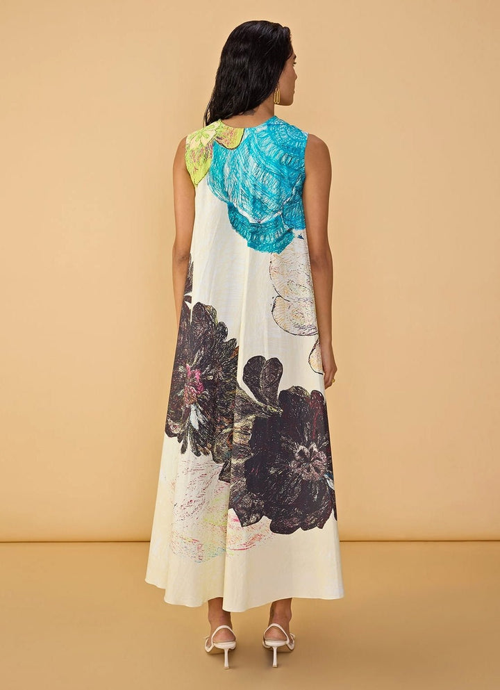 White Printed Relaxed Fit Dress Saaksha &amp; Kinni - Fabilicious Fashion