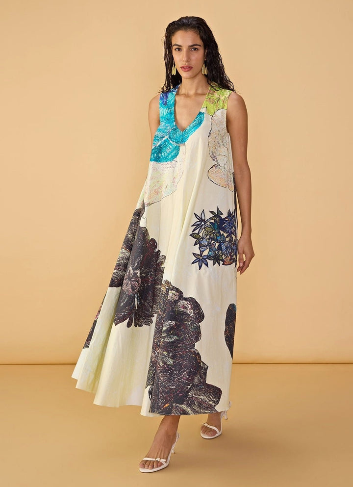 White Printed Relaxed Fit Dress Saaksha &amp; Kinni - Fabilicious Fashion