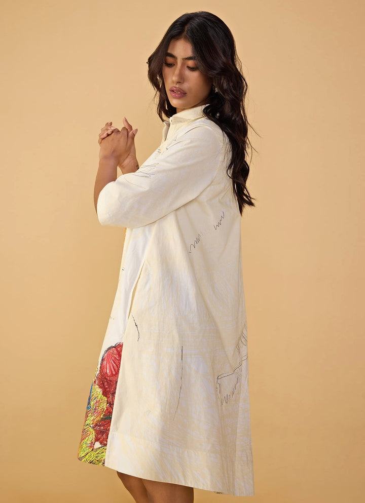 White Printed Shirt Dress Saaksha &amp; Kinni - Fabilicious Fashion