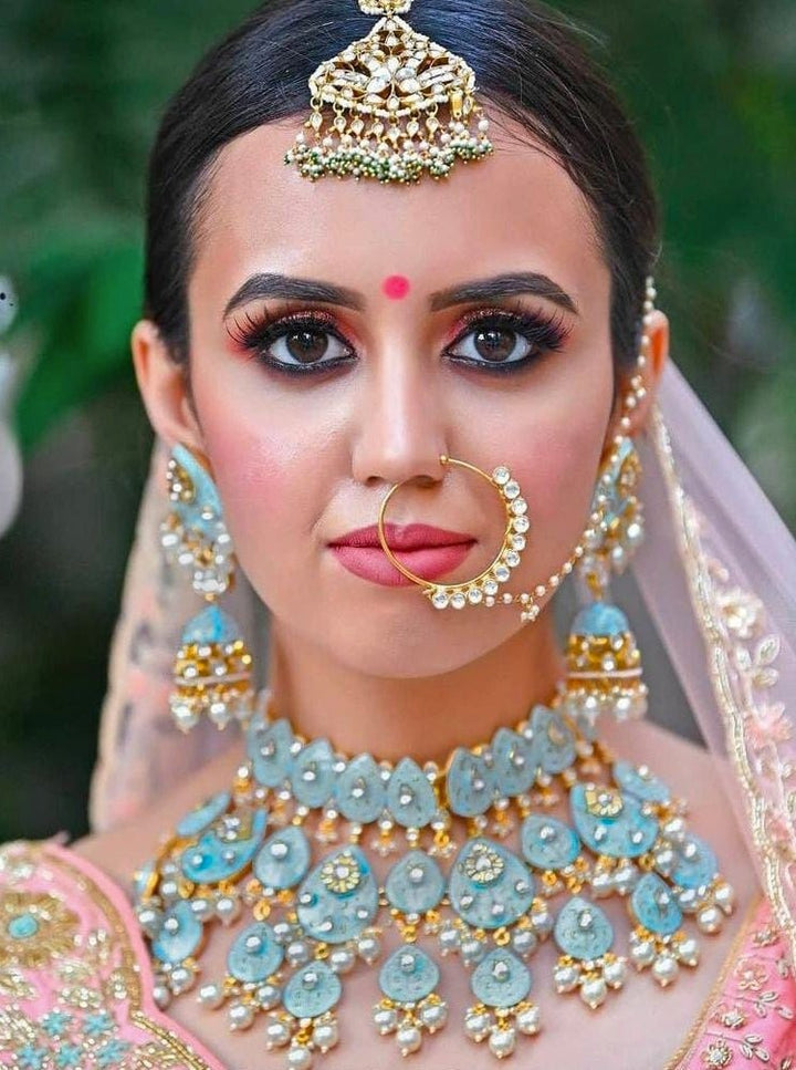 White Round Stone Nath Riana Jewellery - Fabilicious Fashion