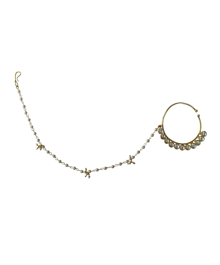 White Round Stone Nath Riana Jewellery - Fabilicious Fashion