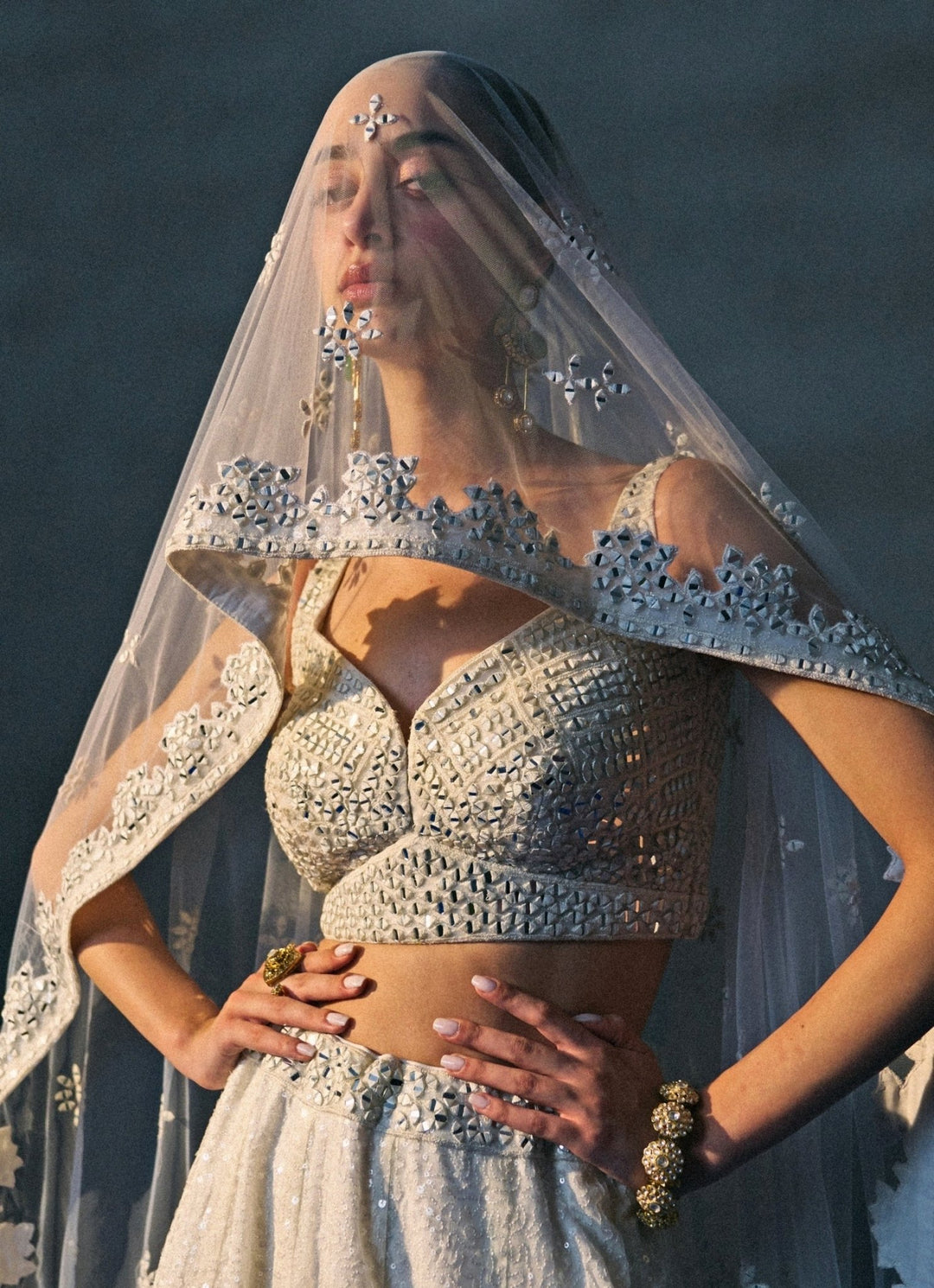 White Sequins Embroidered Lehenga Set Angad Singh - Fabilicious Fashion