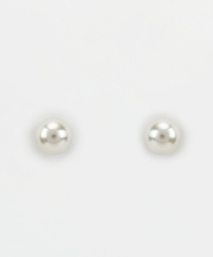White Single Pearl Stud Earrings Vivinia by Vidhi Mehra - Fabilicious Fashion