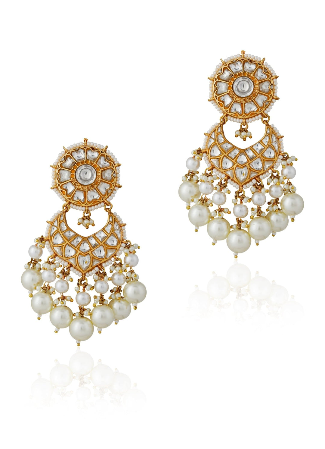 White Stone and Pearl Earrings Riana by Shikha Jindal - Fabilicious Fashion