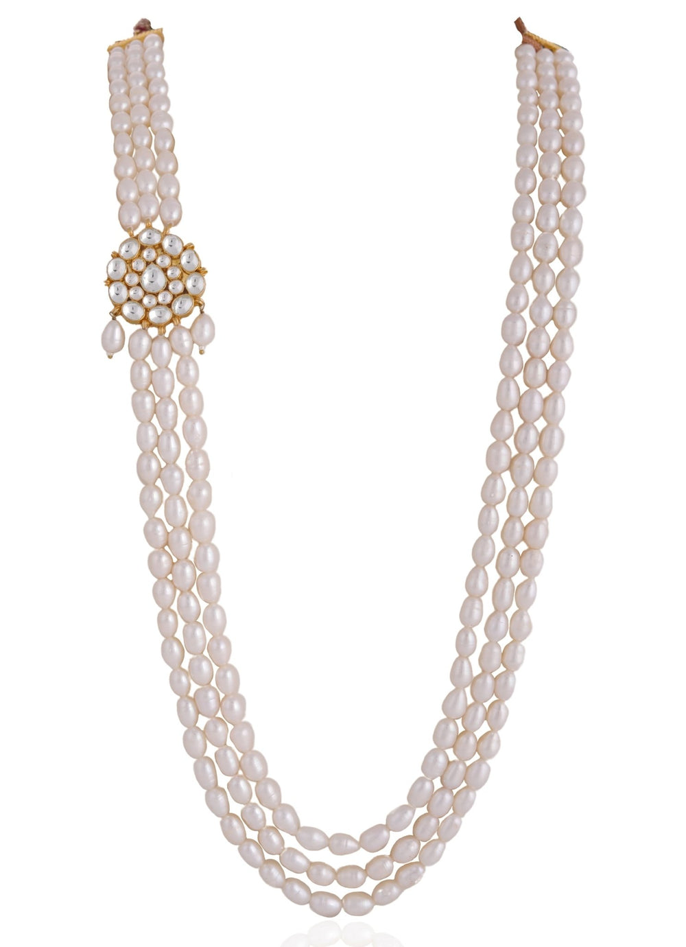 White Stone And Pearl Long Necklace Riana by Shikha Jindal - Fabilicious Fashion