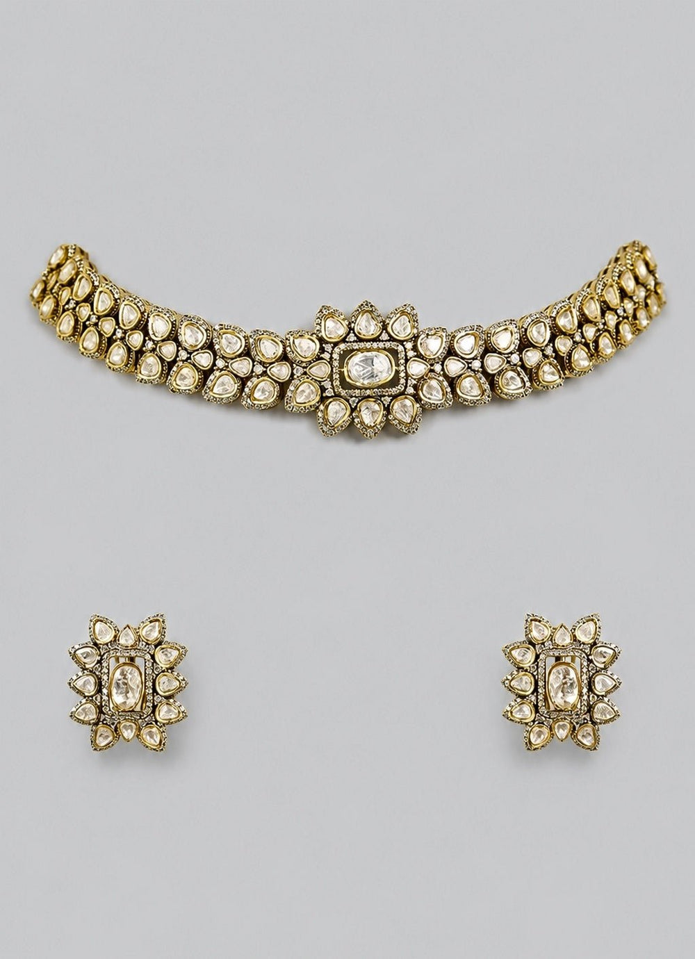 Zevar by Geeta White Stone And Polki Choker SetFabilicious Fashion