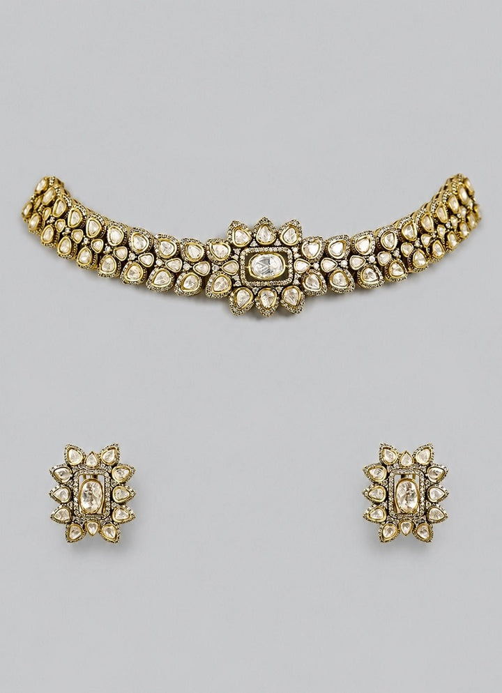 Zevar by Geeta White Stone And Polki Choker SetFabilicious Fashion