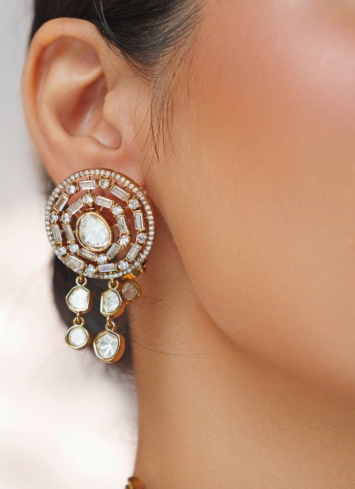 White Stone And Two Tone Polki Choker Set Zevar by Geeta - Fabilicious Fashion