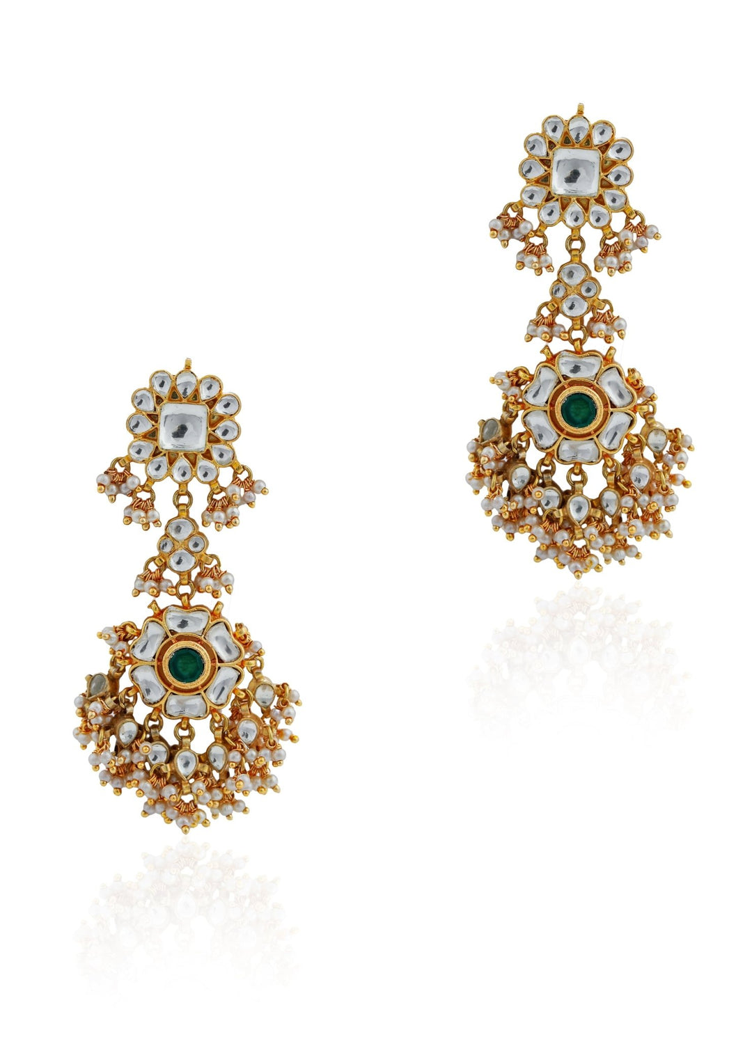 White Stone Gold - Plated Floral Earrings Riana by Shikha Jindal - Fabilicious Fashion