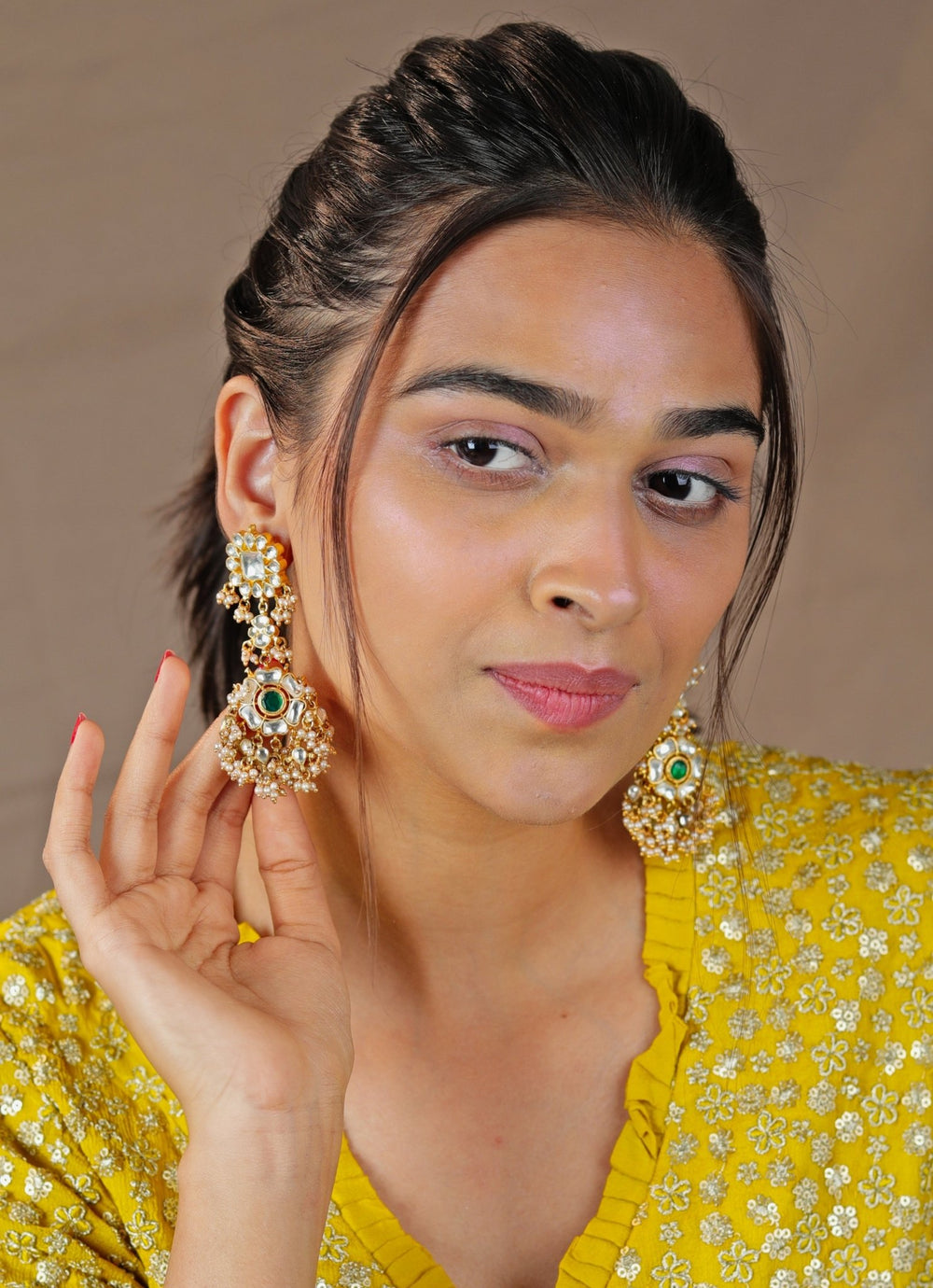 White Stone Gold - Plated Floral Earrings Riana by Shikha Jindal - Fabilicious Fashion
