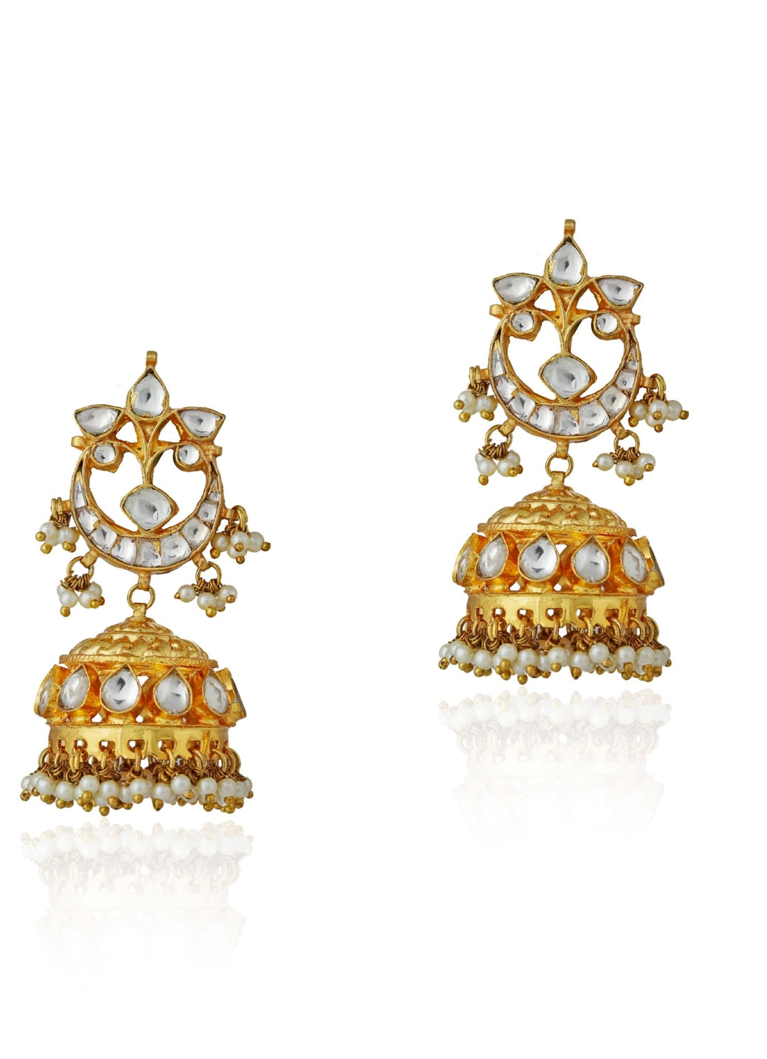 White Stone Jadtar Necklace and Jhumki set Riana by Shikha Jindal - Fabilicious Fashion