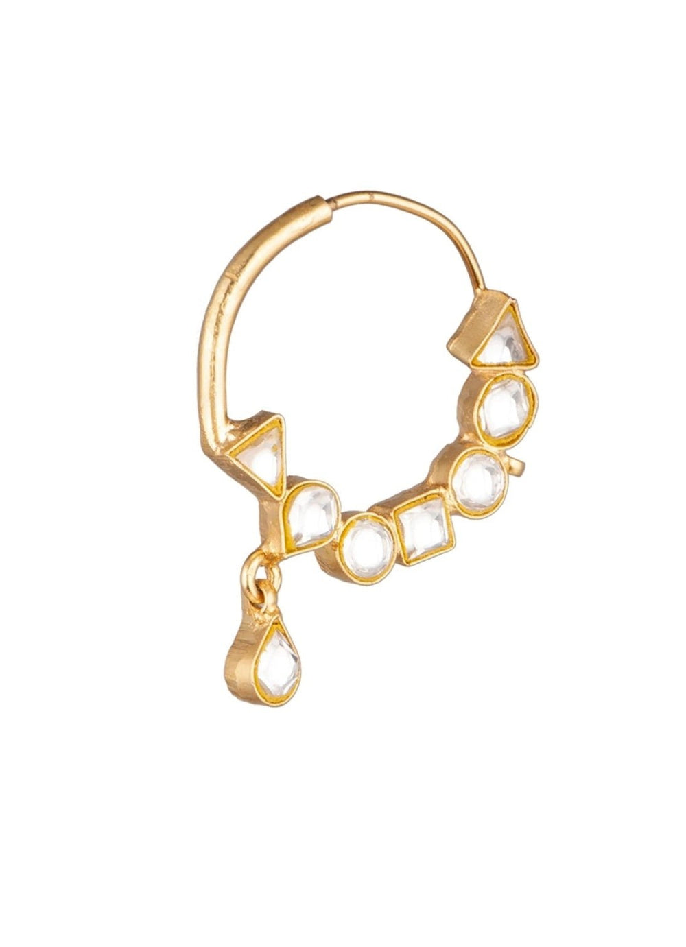 White Stone Nath With Drop Riana Jewellery - Fabilicious Fashion