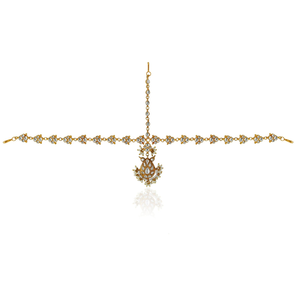 White Stone Traditonal Gold Plated Sheeshpatti Riana by Shikha Jindal - Fabilicious Fashion