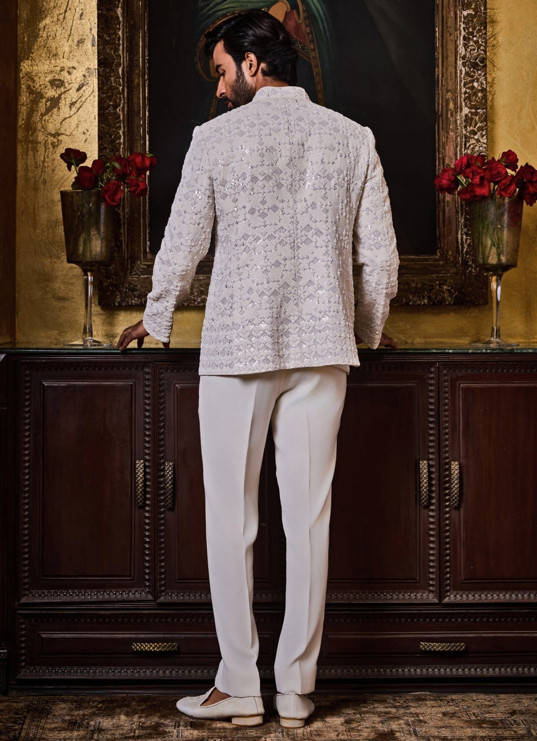 Nitika Gujral - Men White Suiting Jodhpuri SetFabilicious Fashion