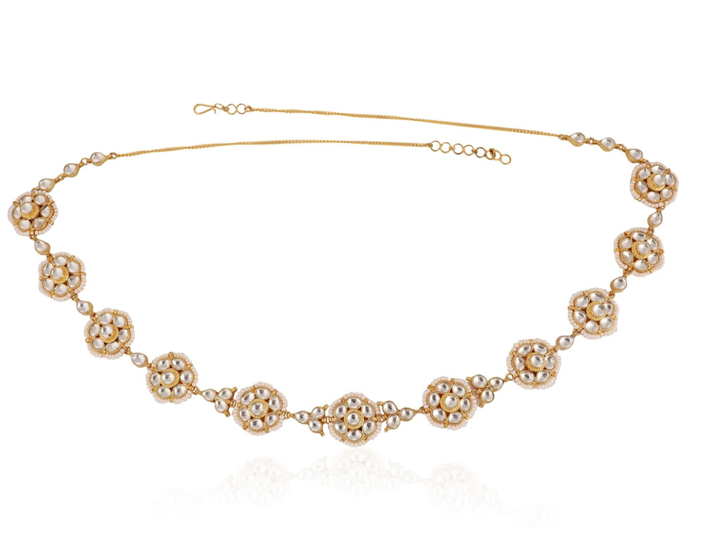 White Traditional Bridal Floral Waist Belt Riana by Shikha Jindal - Fabilicious Fashion