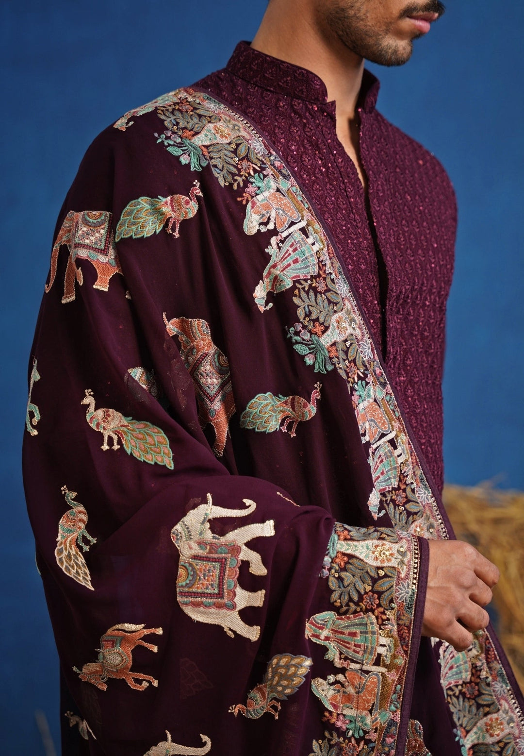 Wine and Black Georgette Kurta Set Kalpraag - Fabilicious Fashion