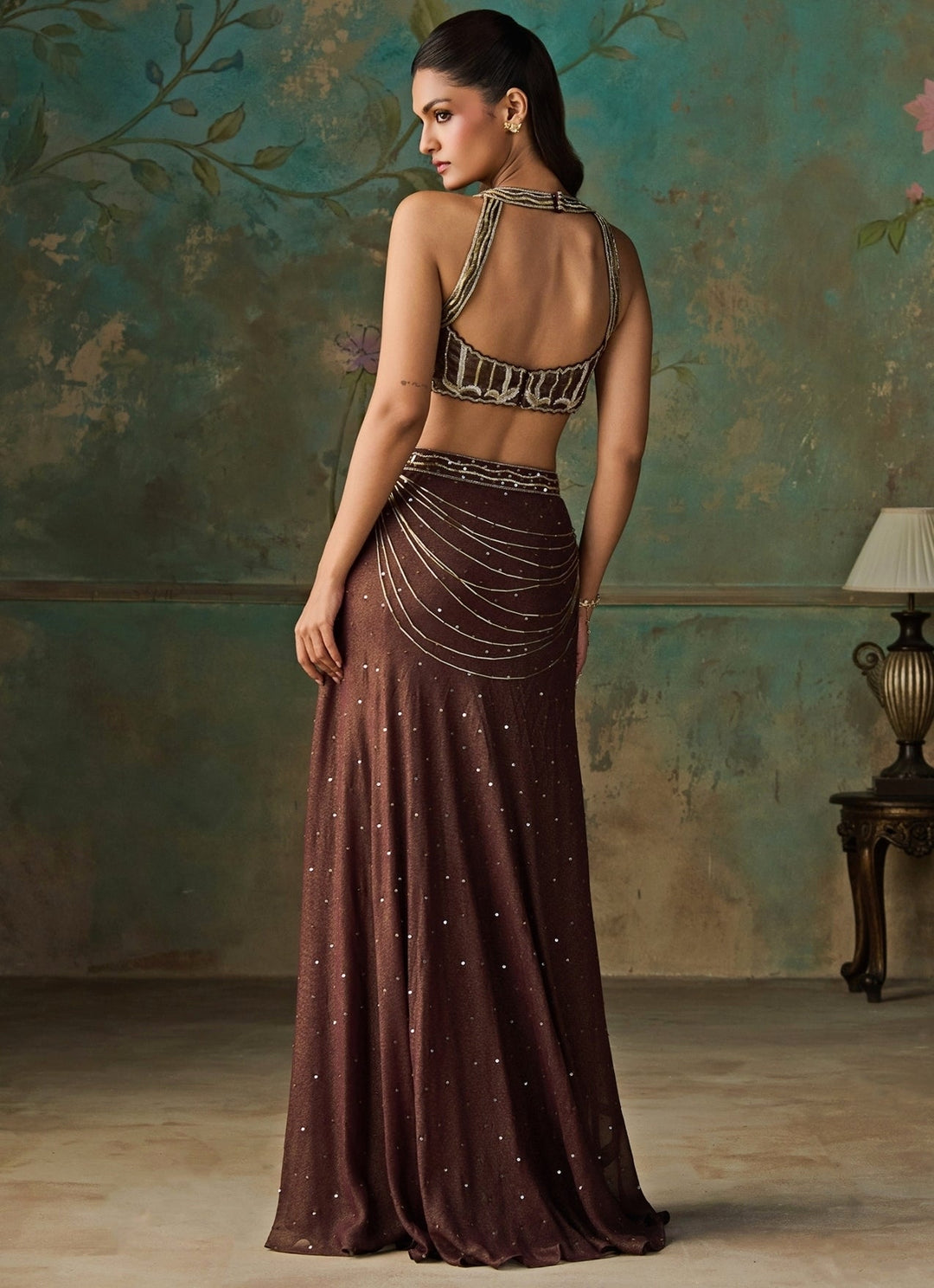 Zoon Tribe Wine Foil Georgette Skirt SetFabilicious Fashion