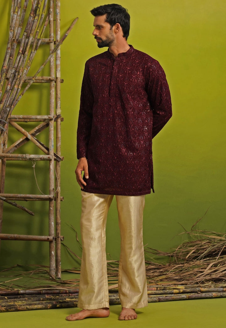 Kalpraag Wine Georgette Short Kurta SetFabilicious Fashion
