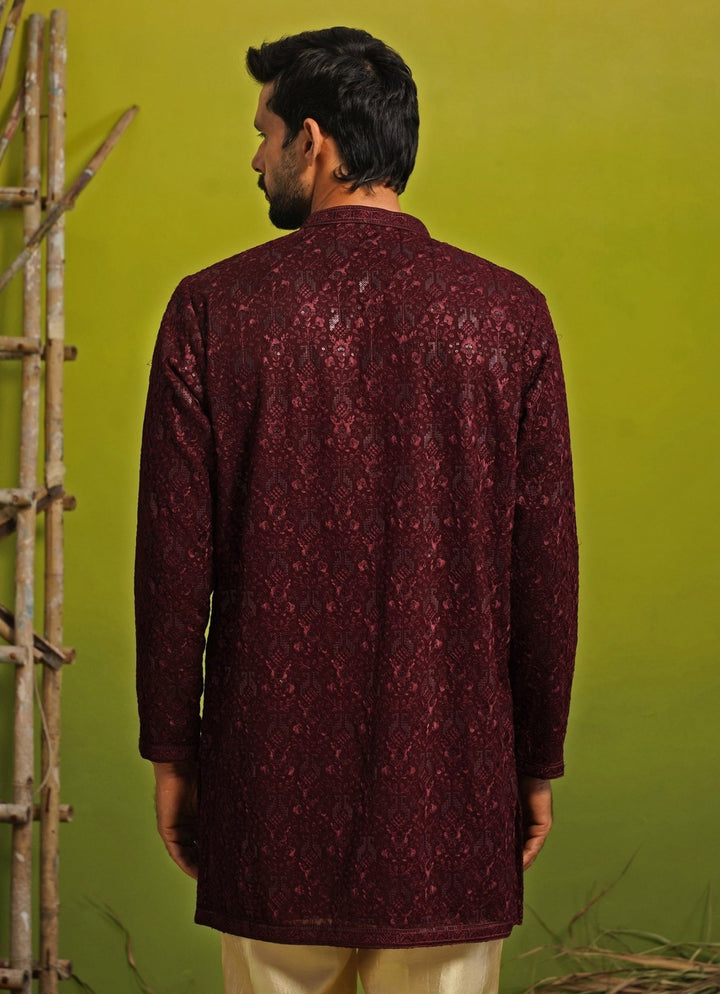 Kalpraag Wine Georgette Short Kurta SetFabilicious Fashion