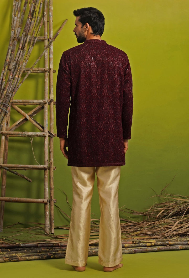 Kalpraag Wine Georgette Short Kurta SetFabilicious Fashion