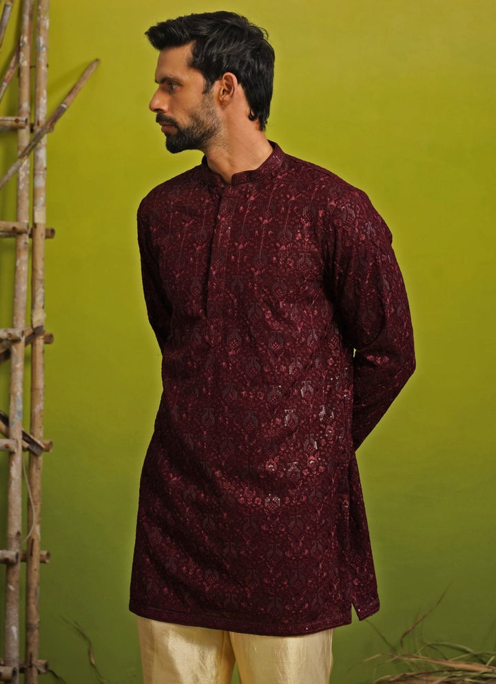 Kalpraag Wine Georgette Short Kurta SetFabilicious Fashion