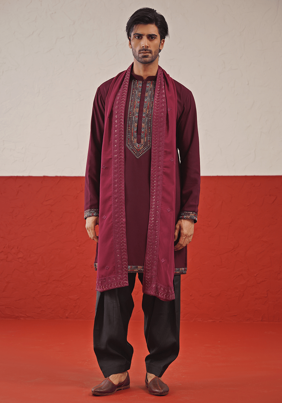 Wine Kurta Set With Dupatta Kalpraag - Fabilicious Fashion