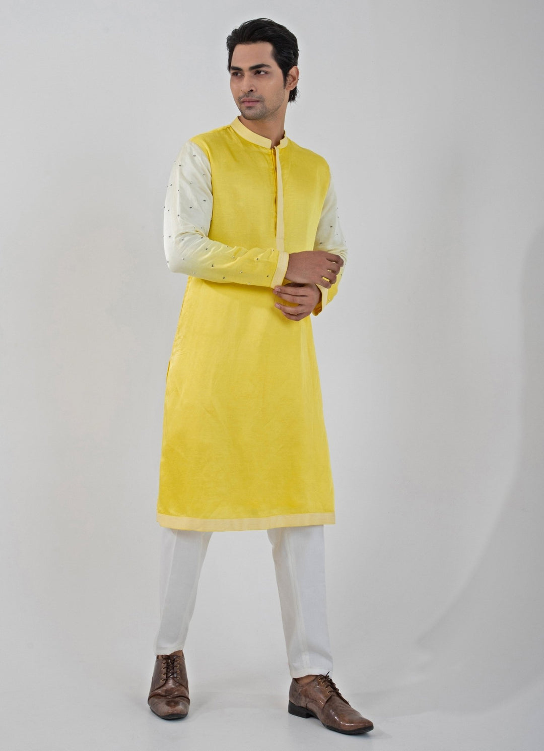 Yellow And Ivory Ombre Kurta Pant Set Smriti - Fabilicious Fashion