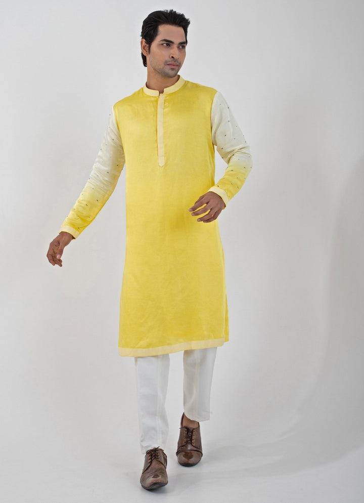 Yellow And Ivory Ombre Kurta Pant Set Smriti - Fabilicious Fashion