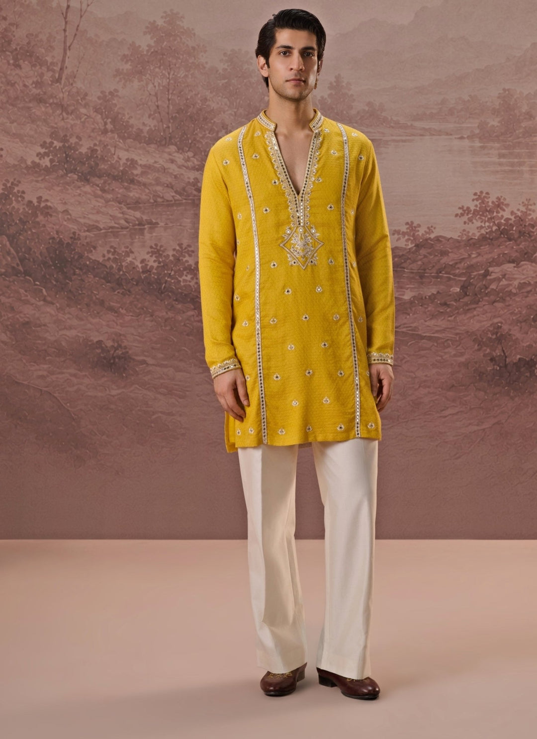 Contrast by Parth Yellow Bagalpuri Silk Kurta SetFabilicious Fashion