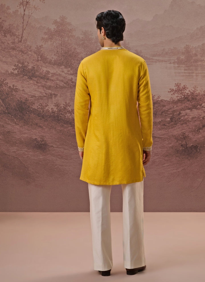Contrast by Parth Yellow Bagalpuri Silk Kurta SetFabilicious Fashion