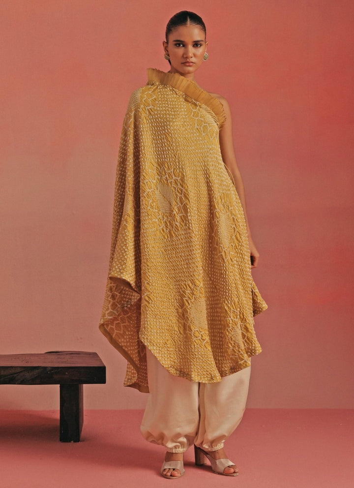 Twenty Nine Yellow Bandhani One Shoulder Top And Pants SetFabilicious Fashion