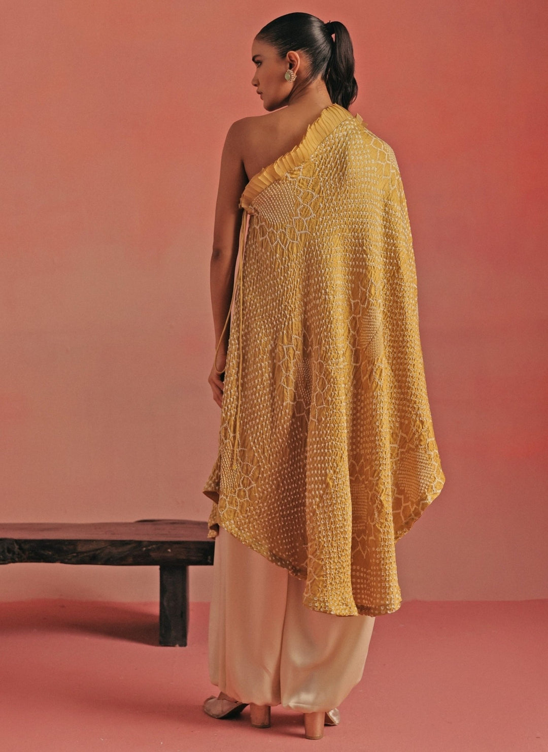 Twenty Nine Yellow Bandhani One Shoulder Top And Pants SetFabilicious Fashion