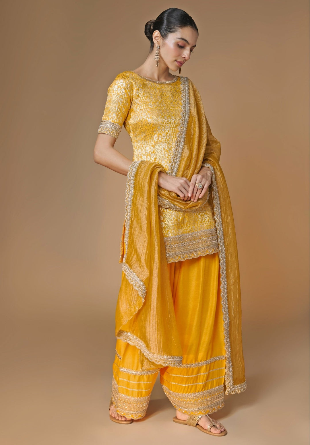Renee Label Yellow Brocade Silk Kurta Salwar SetFabilicious Fashion
