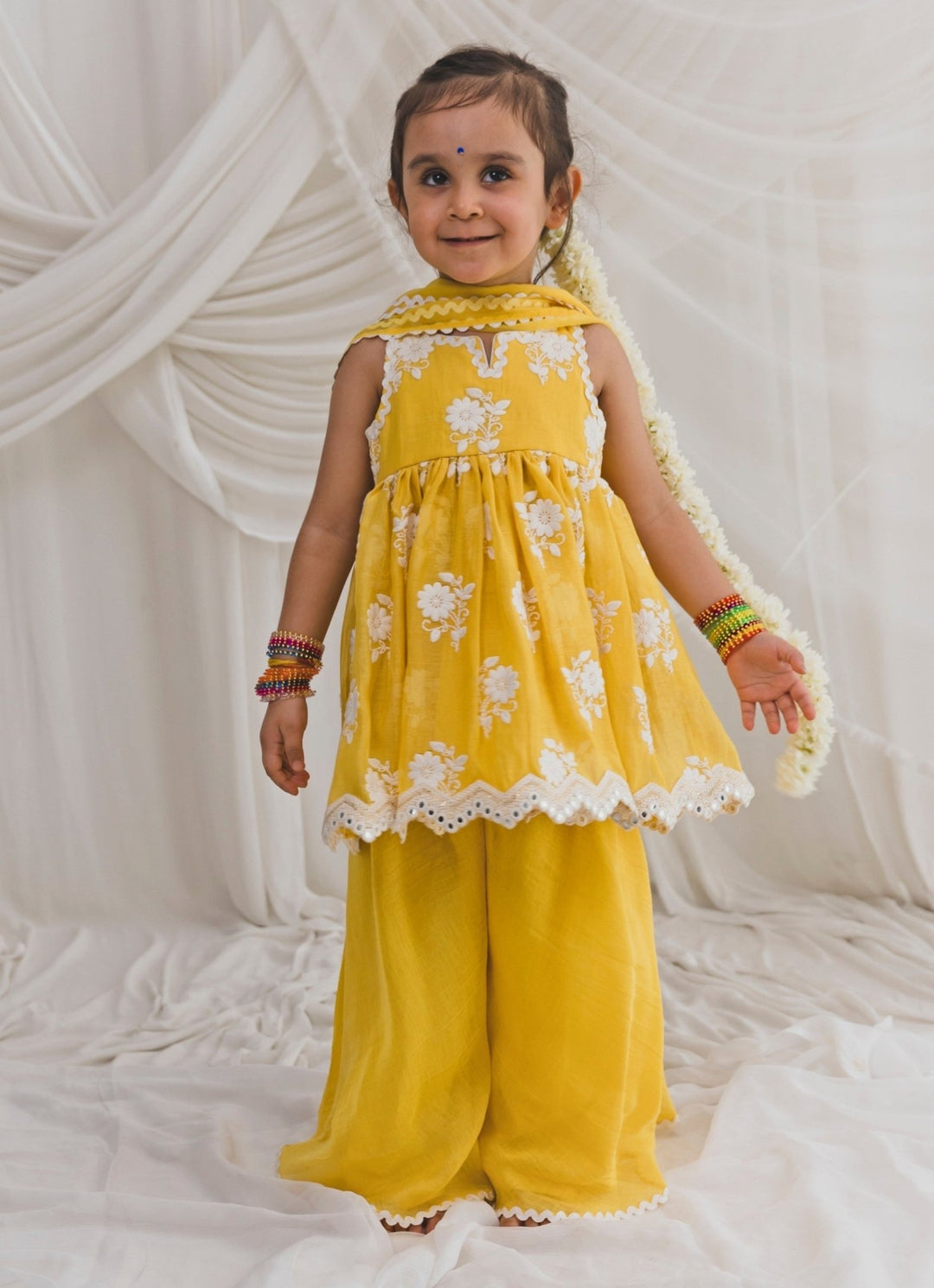 Chotibuti Yellow Chanderi Kurta Sharara SetFabilicious Fashion