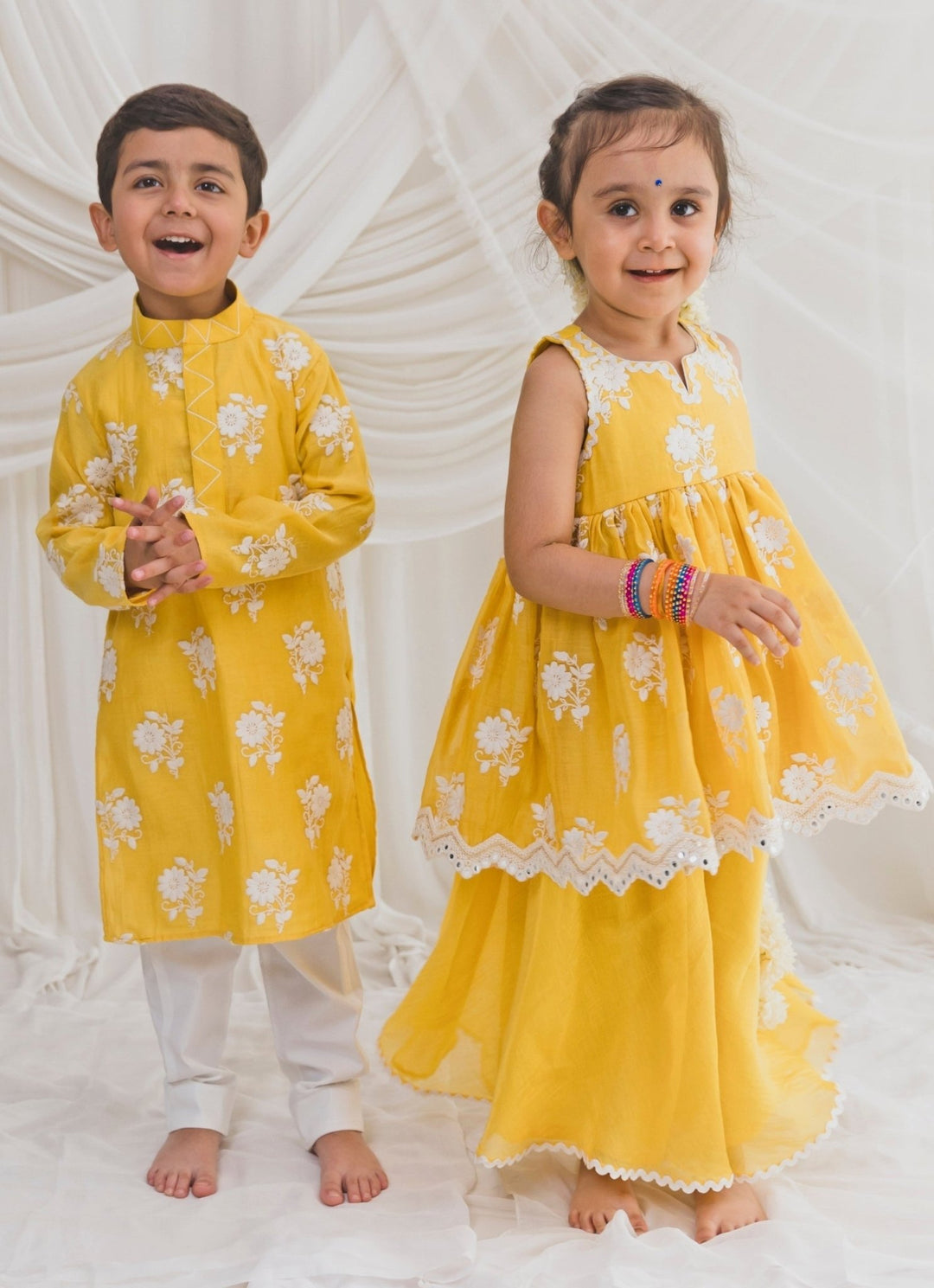 Chotibuti Yellow Chanderi Kurta Sharara SetFabilicious Fashion