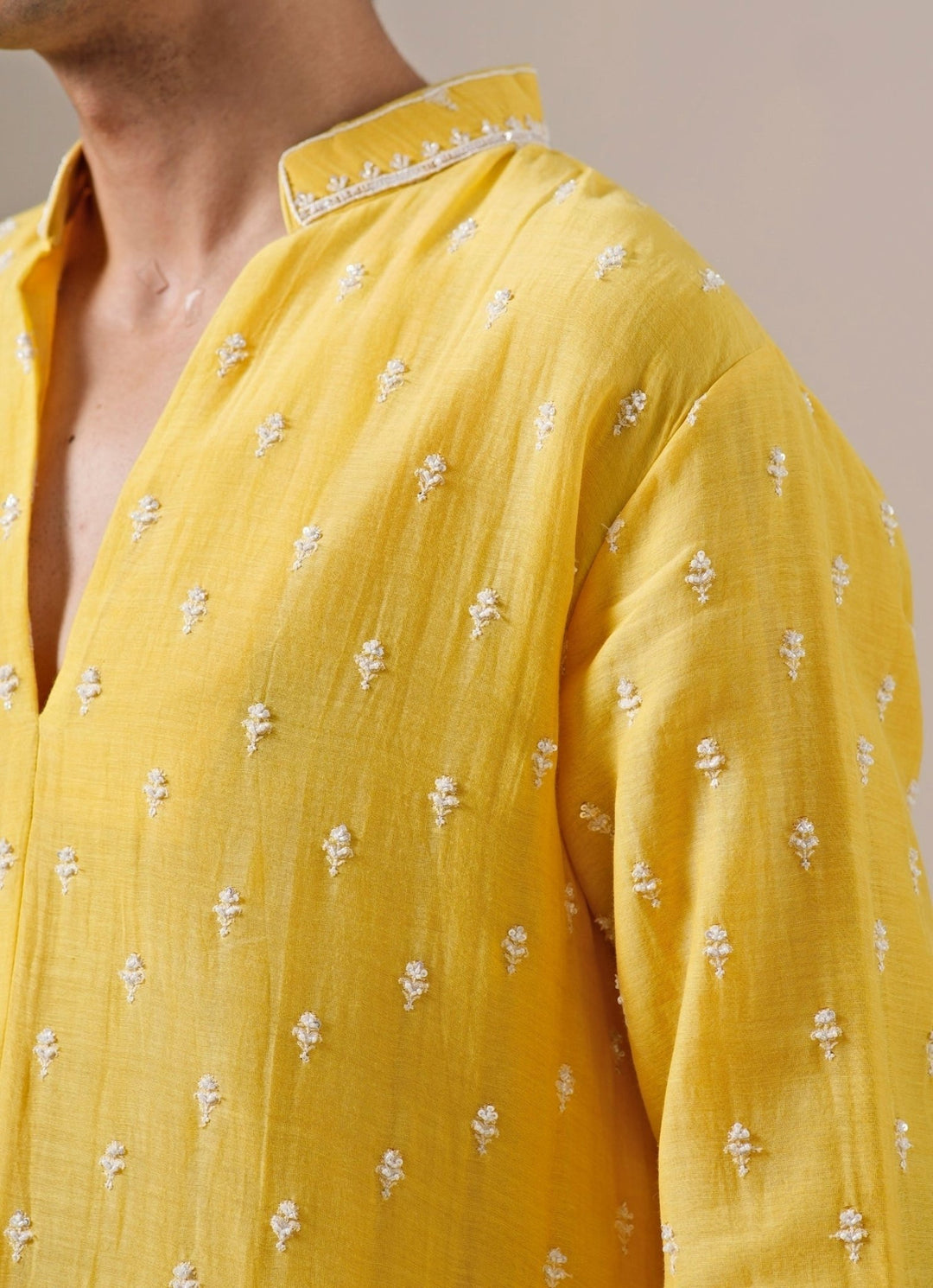 Darzi House Yellow Cotton Chanderi Kurta SetFabilicious Fashion