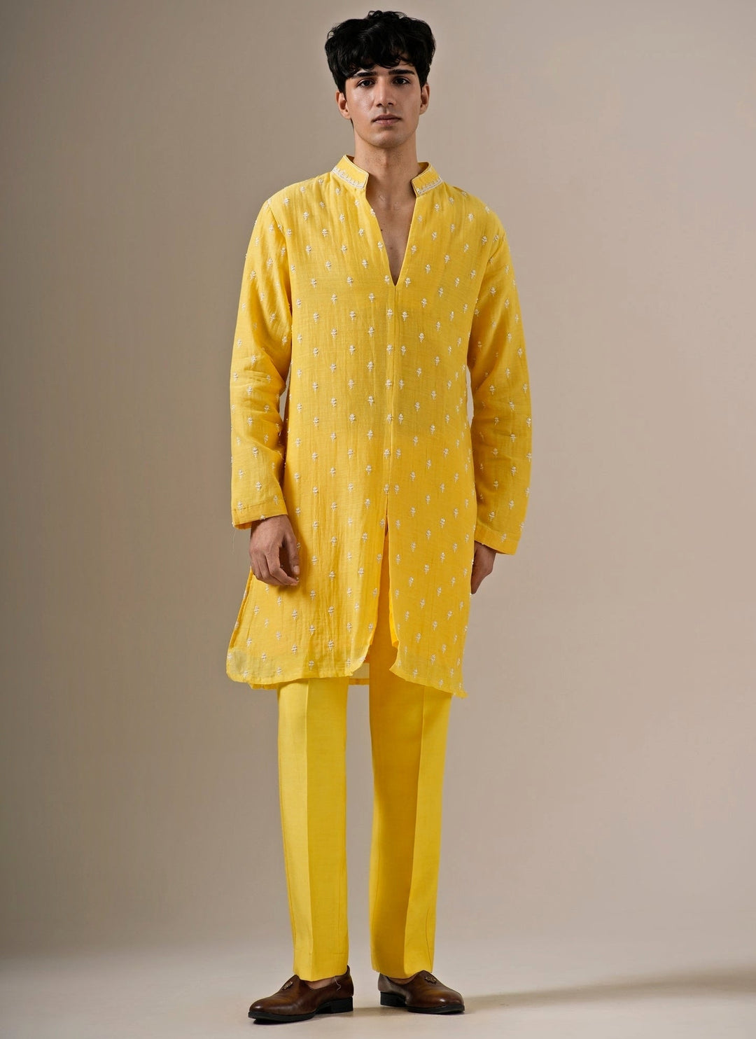 Darzi House Yellow Cotton Chanderi Kurta SetFabilicious Fashion