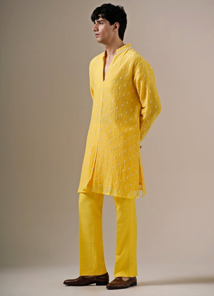 Darzi House Yellow Cotton Chanderi Kurta SetFabilicious Fashion
