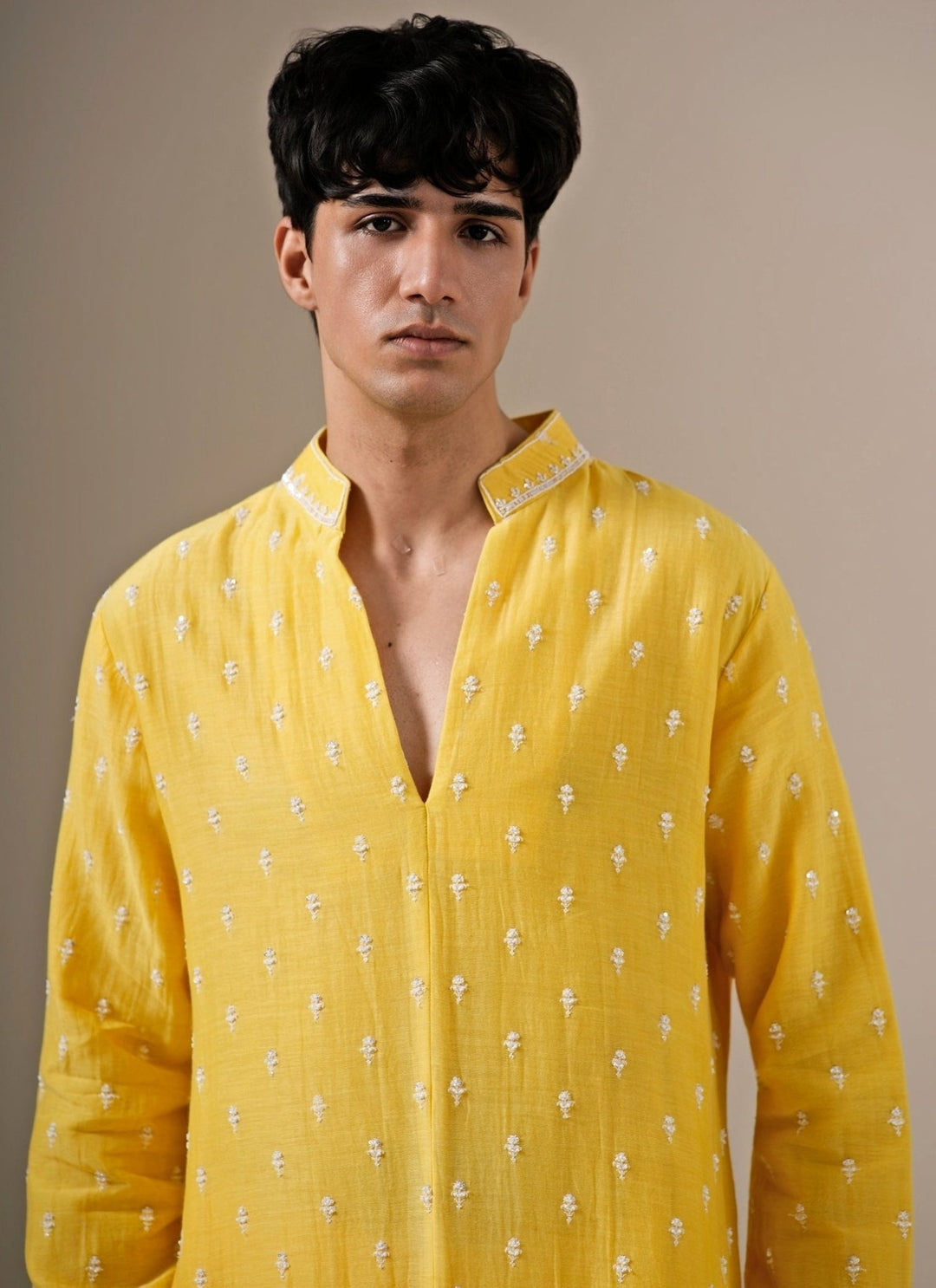 Darzi House Yellow Cotton Chanderi Kurta SetFabilicious Fashion