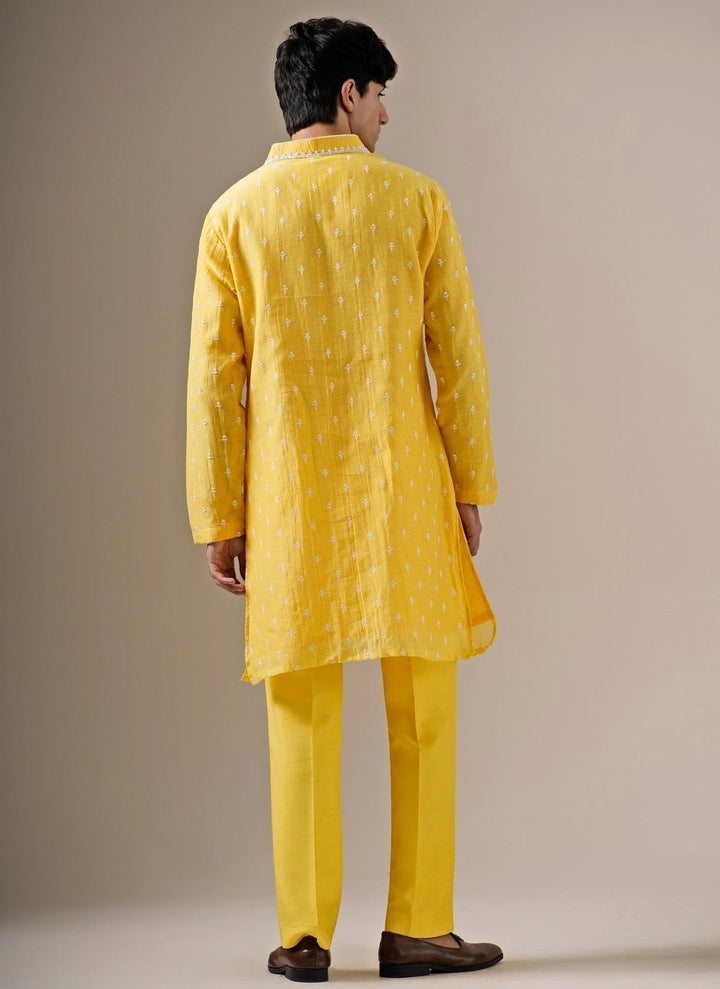 Darzi House Yellow Cotton Chanderi Kurta SetFabilicious Fashion